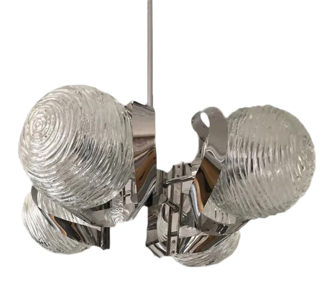 Bended Chrome Chandelier in Style of Gaetano Sciolari (Not Wired) (1 of 3)