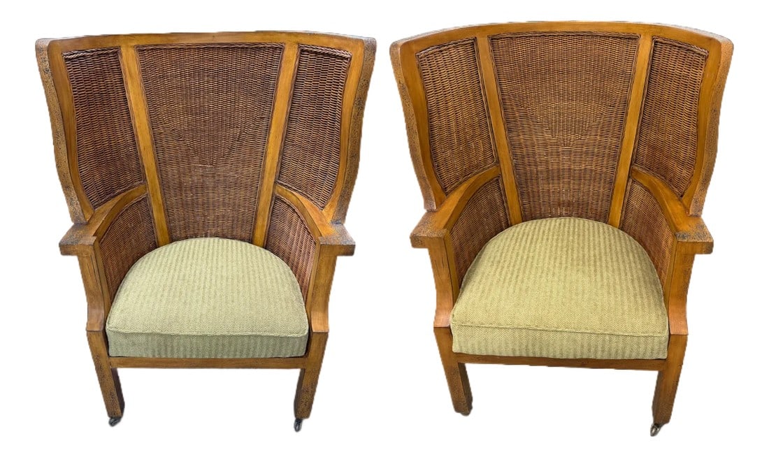 Ralph Lauren Wicker Wingback Chair - A Pair (1 of 18)
