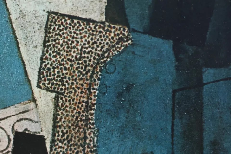 1960s After Picasso, Vintage Litho-Print 28 X 19 In. Modern Abstract Cubism "Man With Pipe" 1915, Fr - 10