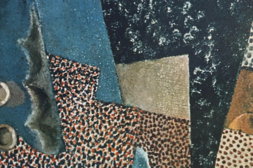 1960s After Picasso, Vintage Litho-Print 28 X 19 In. Modern Abstract Cubism "Man With Pipe" 1915, Fr - 11