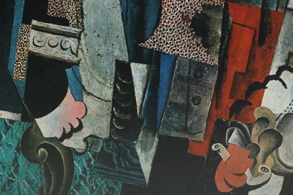 1960s After Picasso, Vintage Litho-Print 28 X 19 In. Modern Abstract Cubism "Man With Pipe" 1915, Fr - 5