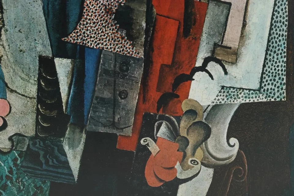 1960s After Picasso, Vintage Litho-Print 28 X 19 In. Modern Abstract Cubism "Man With Pipe" 1915, Fr - 6