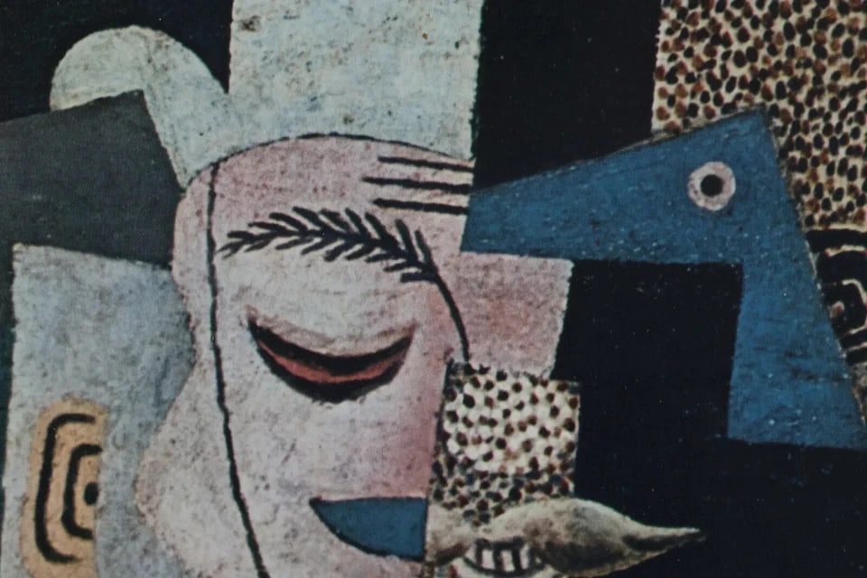 1960s After Picasso, Vintage Litho-Print 28 X 19 In. Modern Abstract Cubism "Man With Pipe" 1915, Fr - 8