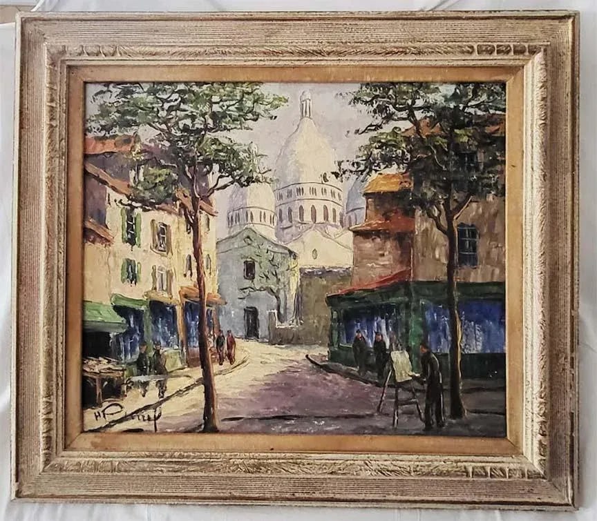 Henri Pierrel Original French Impressionist Signed Oil Painting on Canvas Place Du Terte Paris - Min - 2