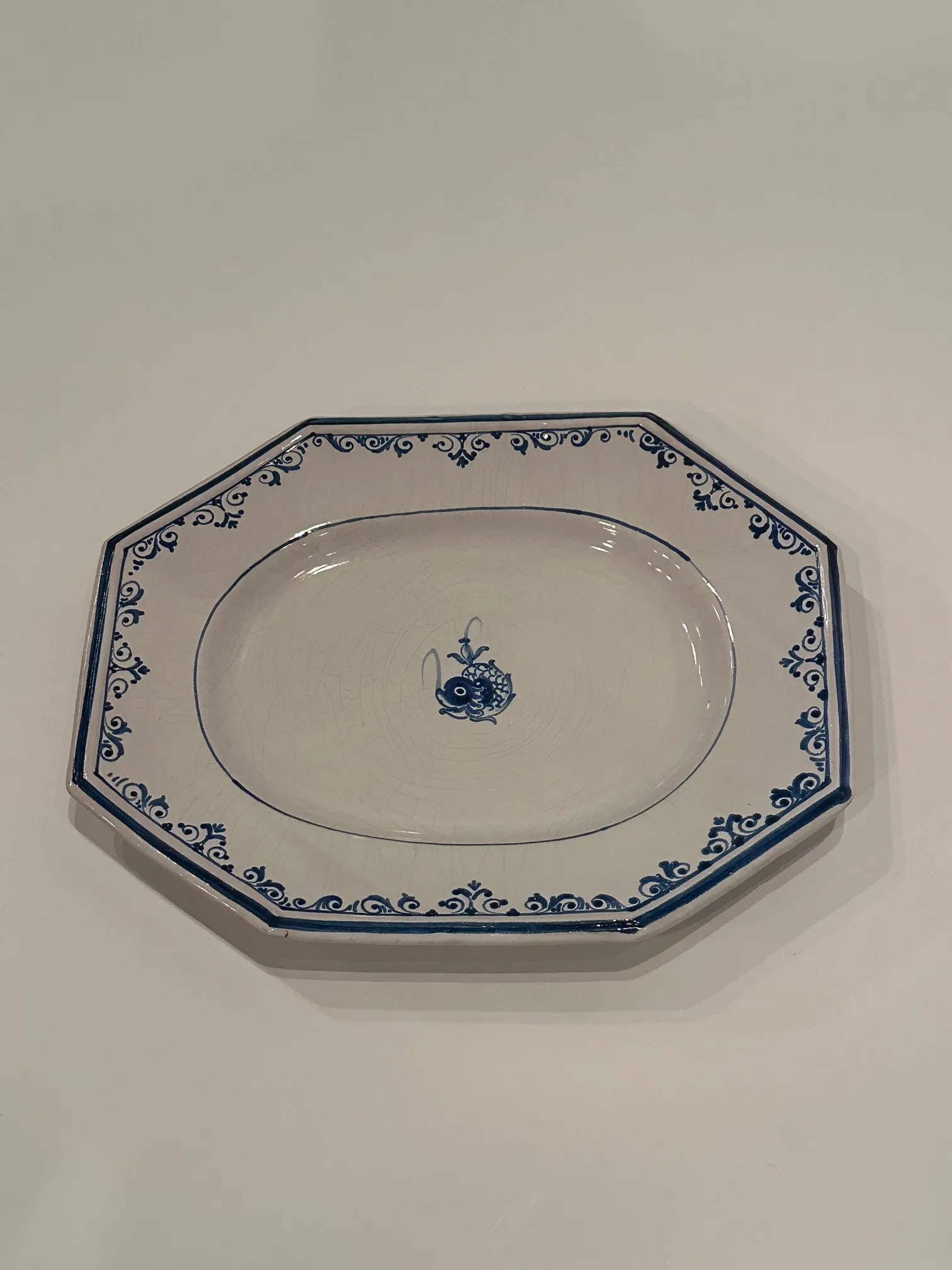 Italian Hand Painted Glazed Octagonal Pottery Plates by Gumps -Set of 8 - 9