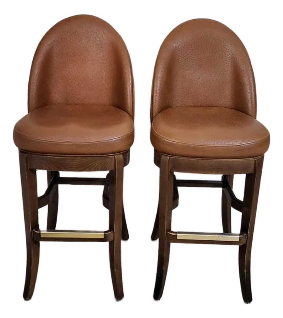 Gasser Leather Bar Stools Custom Made - A Pair (1 of 9)