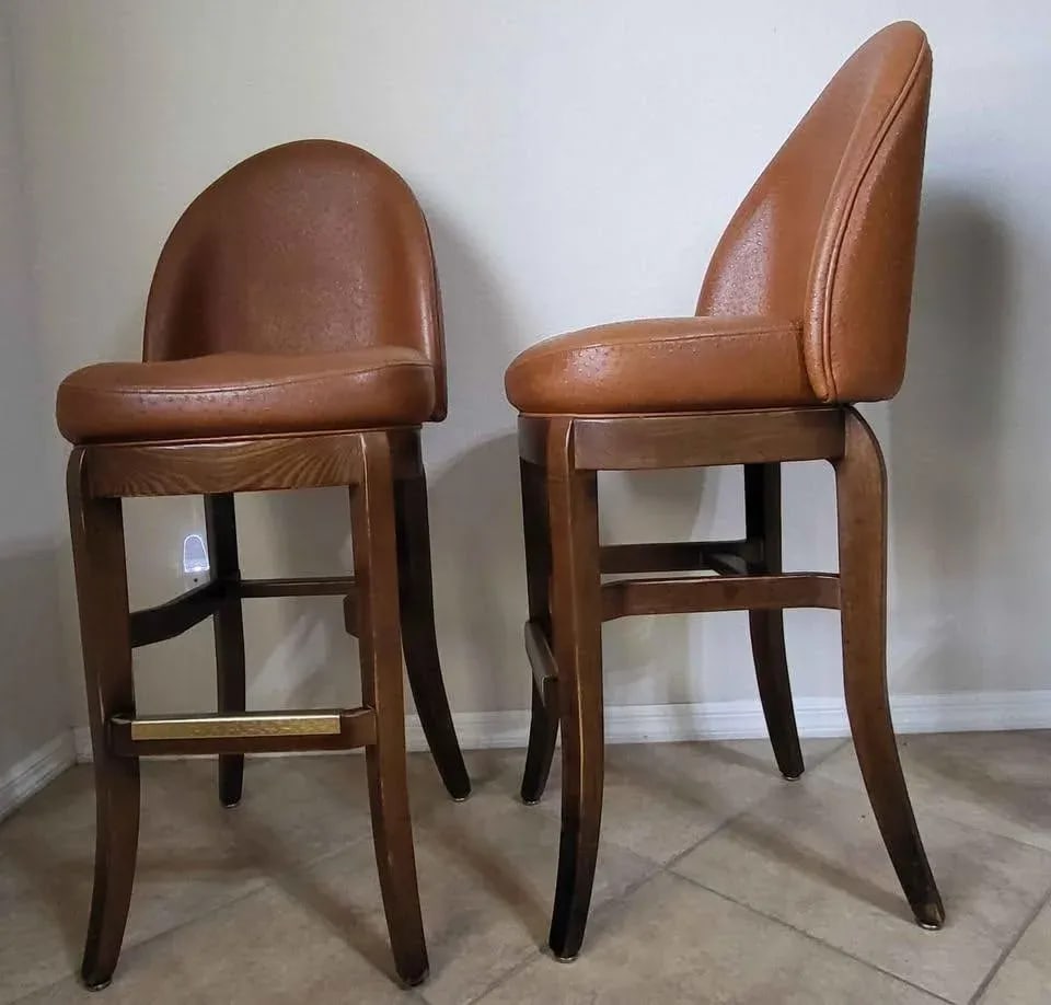 Gasser Leather Bar Stools Custom Made - A Pair - 5