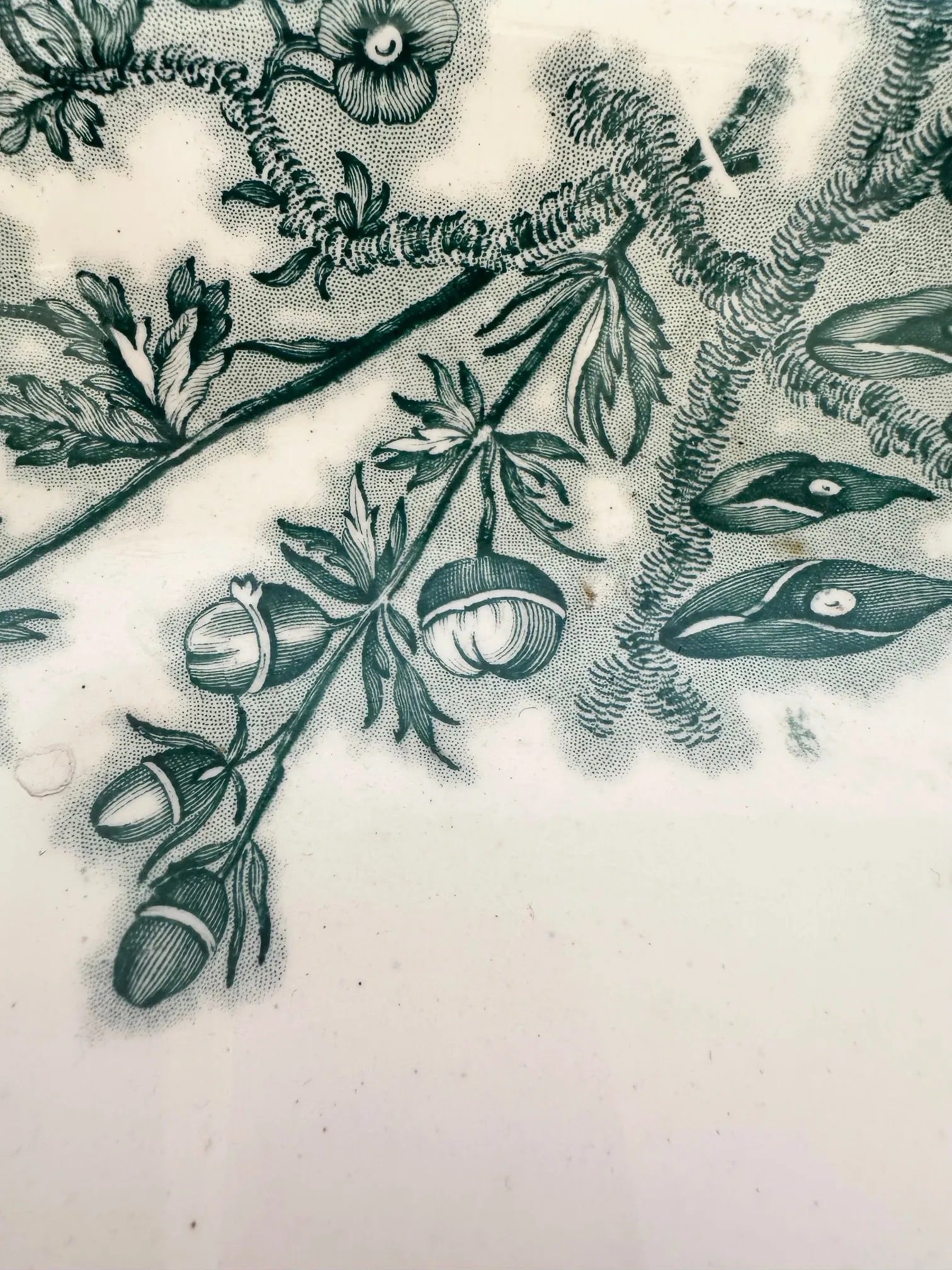 Large Green and White Spode Antique English Meat Platter - 14