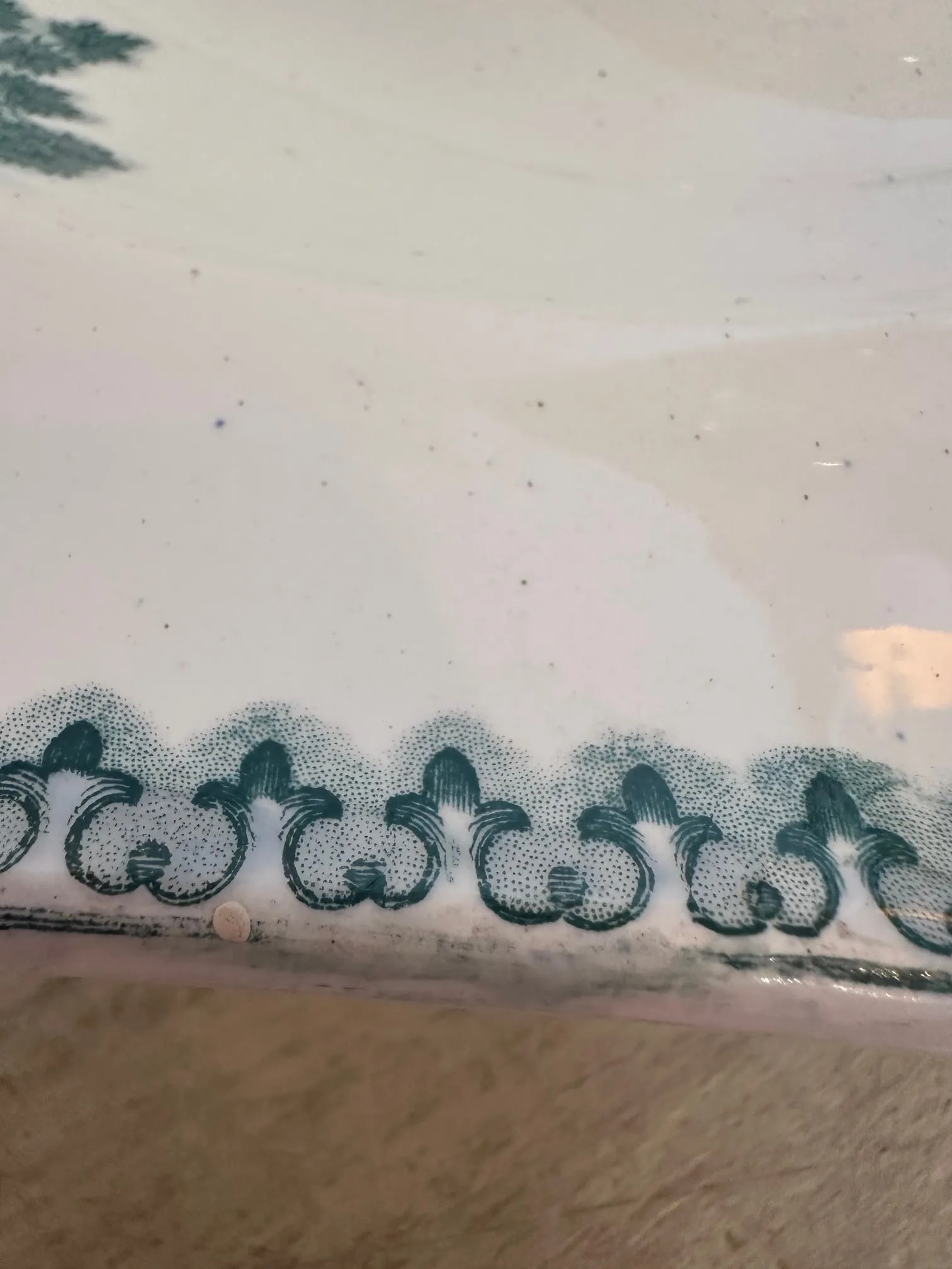 Large Green and White Spode Antique English Meat Platter - 5