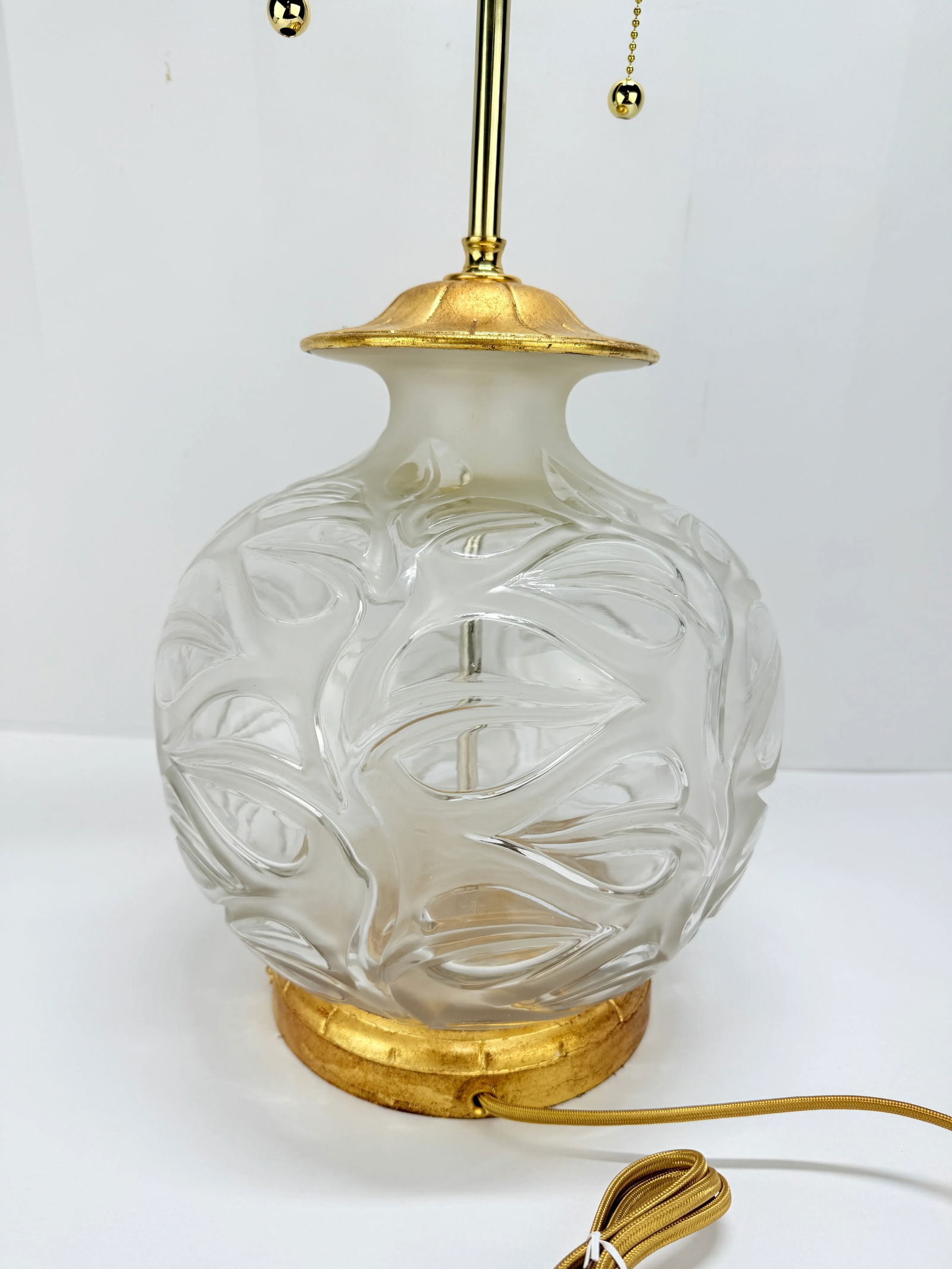 Rene Lalique "Sophora" Frosted and Clear Glass Table Lamp With Gilt Mounts C 1930 - 10