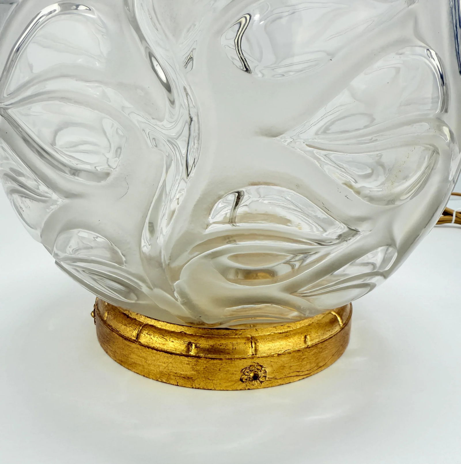 Rene Lalique "Sophora" Frosted and Clear Glass Table Lamp With Gilt Mounts C 1930 - 2