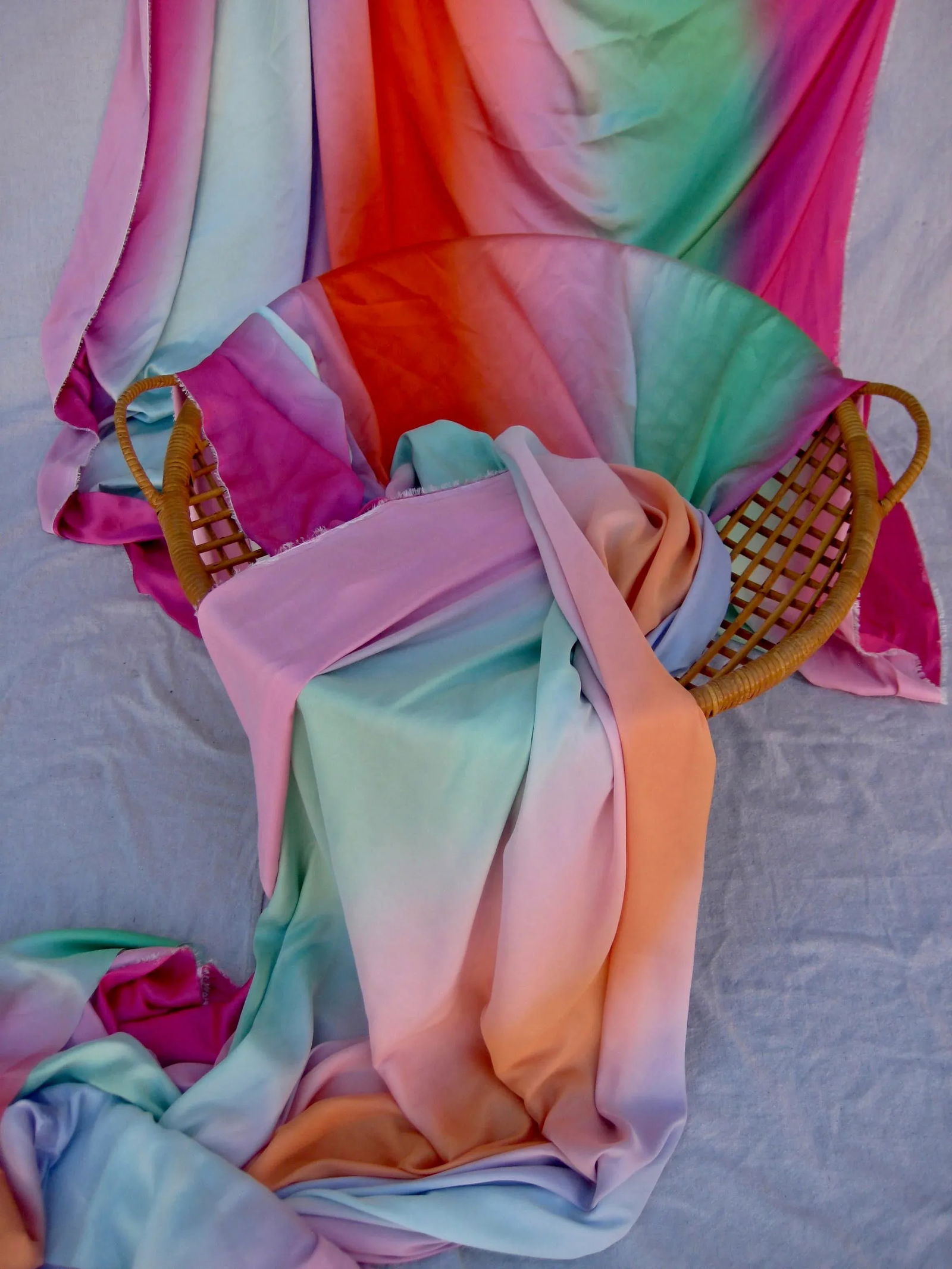 1970s Italian Textile Como Silk Fabric Rainbow - 9 Yards - 3