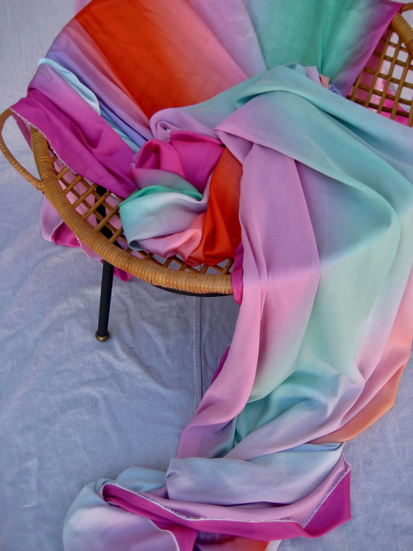 1970s Italian Textile Como Silk Fabric Rainbow - 9 Yards - 4