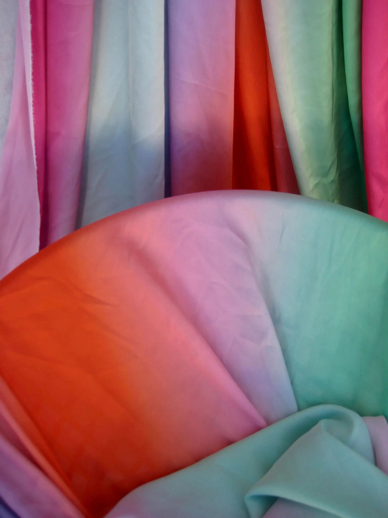 1970s Italian Textile Como Silk Fabric Rainbow - 9 Yards - 5