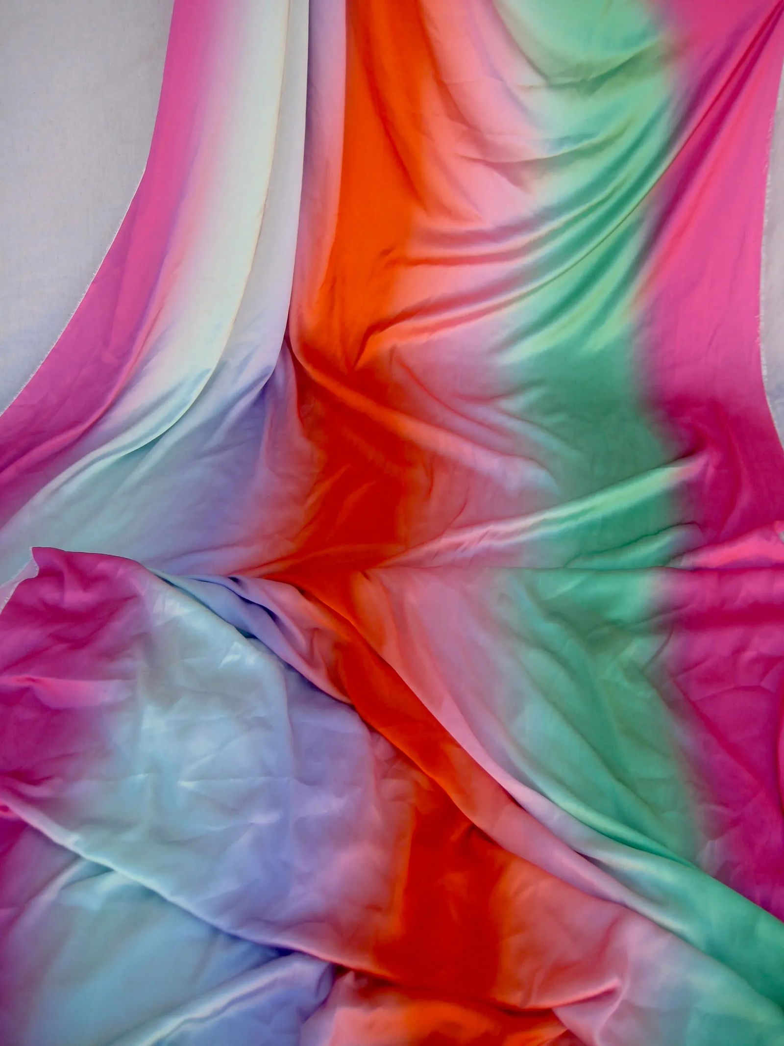 1970s Italian Textile Como Silk Fabric Rainbow - 9 Yards - 6