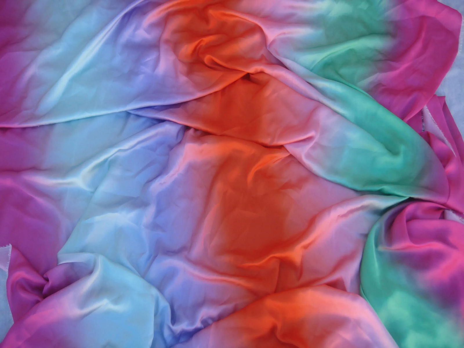 1970s Italian Textile Como Silk Fabric Rainbow - 9 Yards - 7