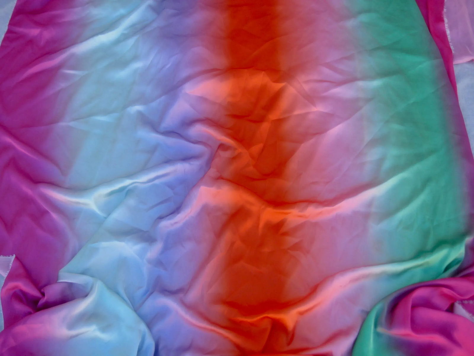 1970s Italian Textile Como Silk Fabric Rainbow - 9 Yards - 8