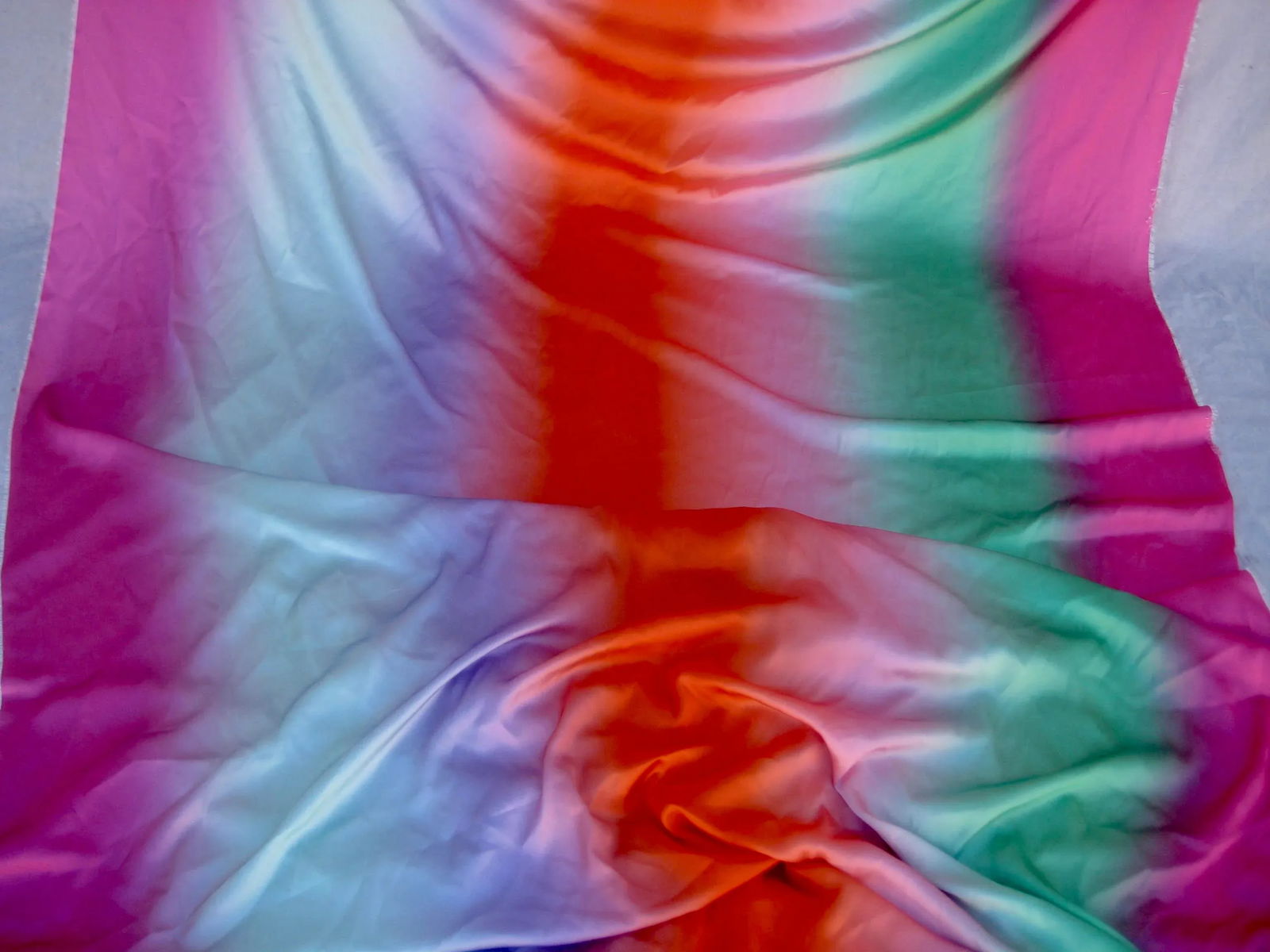 1970s Italian Textile Como Silk Fabric Rainbow - 9 Yards - 9