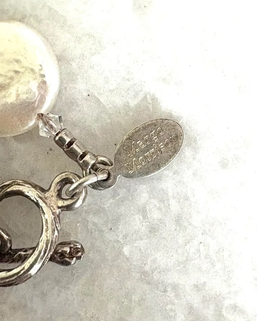 Vintage Margo Morrison Beaded Necklace Made From Freshwater Pearls and Swarovski Crystal on Sterling - 4