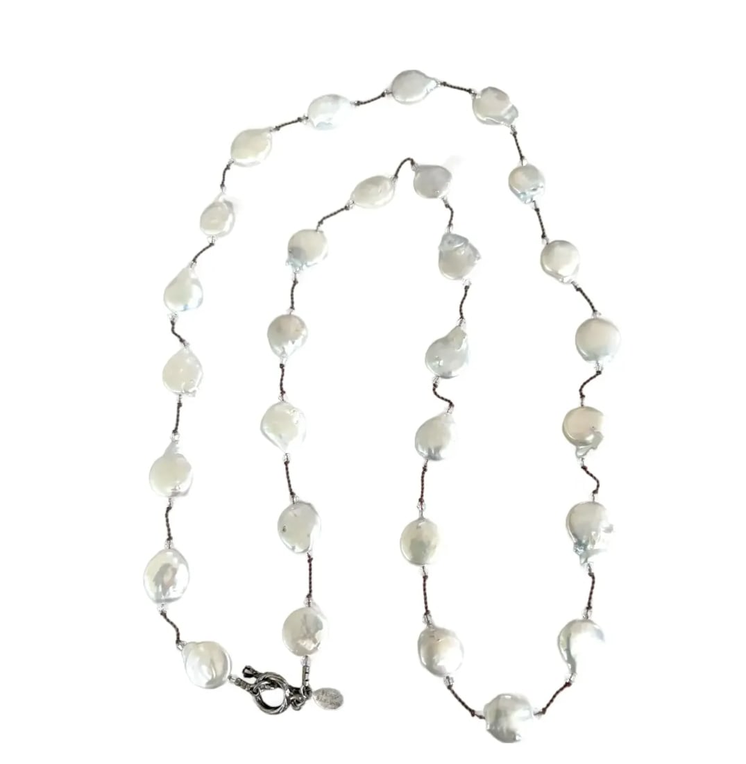 Vintage Margo Morrison Beaded Necklace Made From Freshwater Pearls and Swarovski Crystal on Sterling - 7