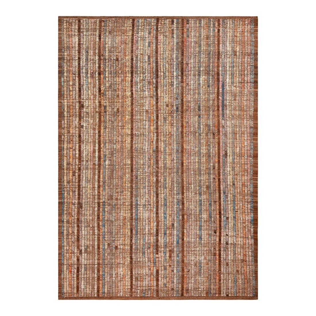 Modern Striped Design Rug: Richly Hued 21st Century Striped Design Modern Rug, Country of origin: Central Asia, Circa date: Modern Condition: Imperfections: No Imperfections Condition Notes: This rug is in excellent