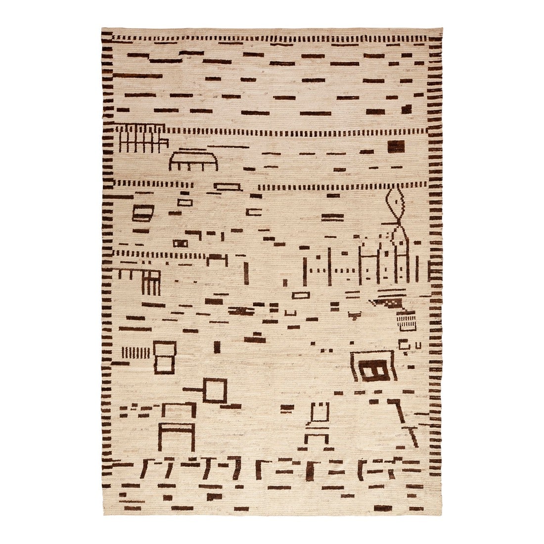 Contemporary Abstract Design Rug: Extremely Unique Imagination Provoking Contemporary Abstract Design Rug, Country of Origin: Central Asia, Circa Date: Modern Condition: Imperfections: No Imperfections Condition Notes: This rug is