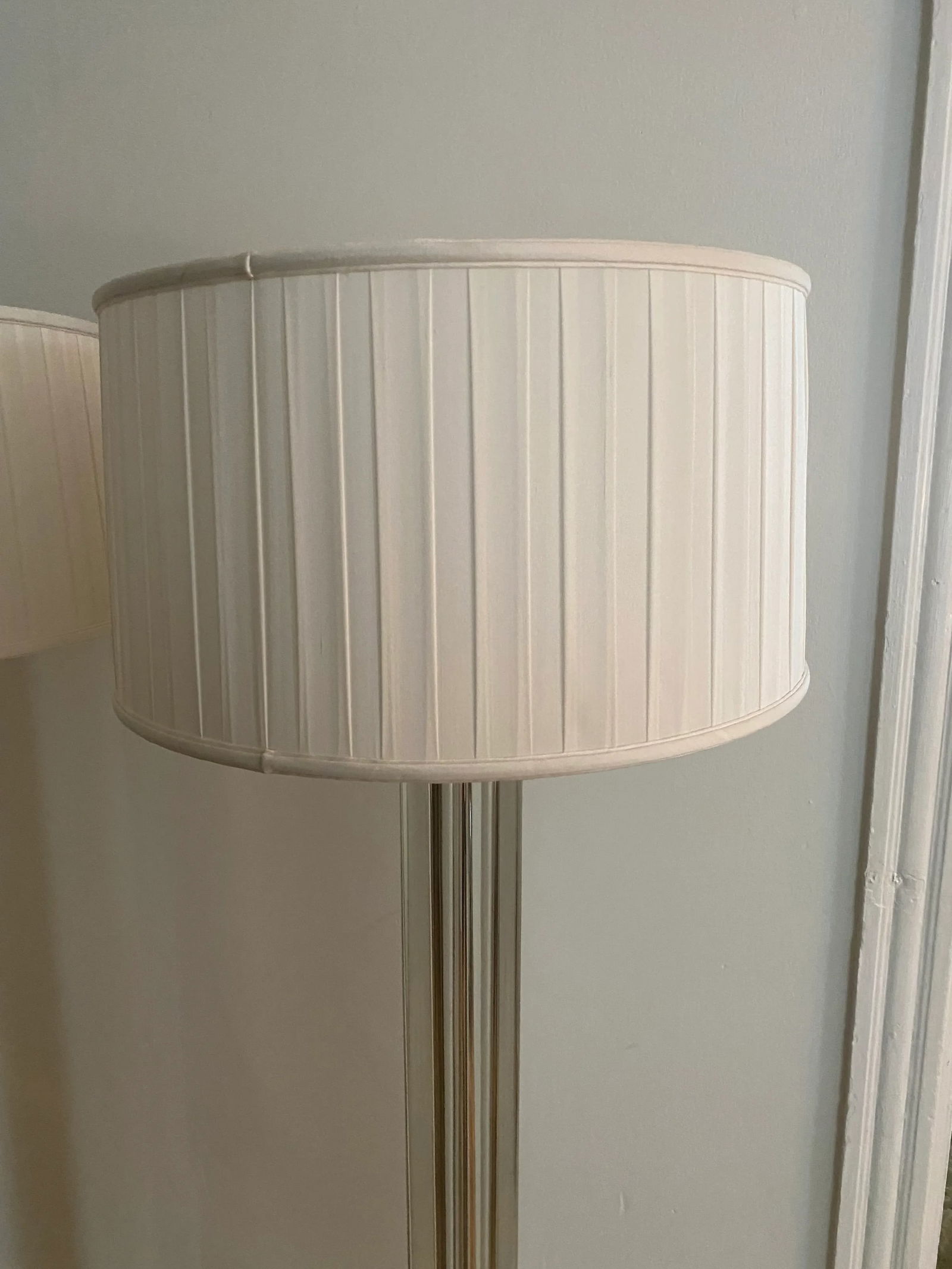 Heavy Pair of Hollywood Regency Crystal and Silver Metal Floor Lamps -a Pair - 5