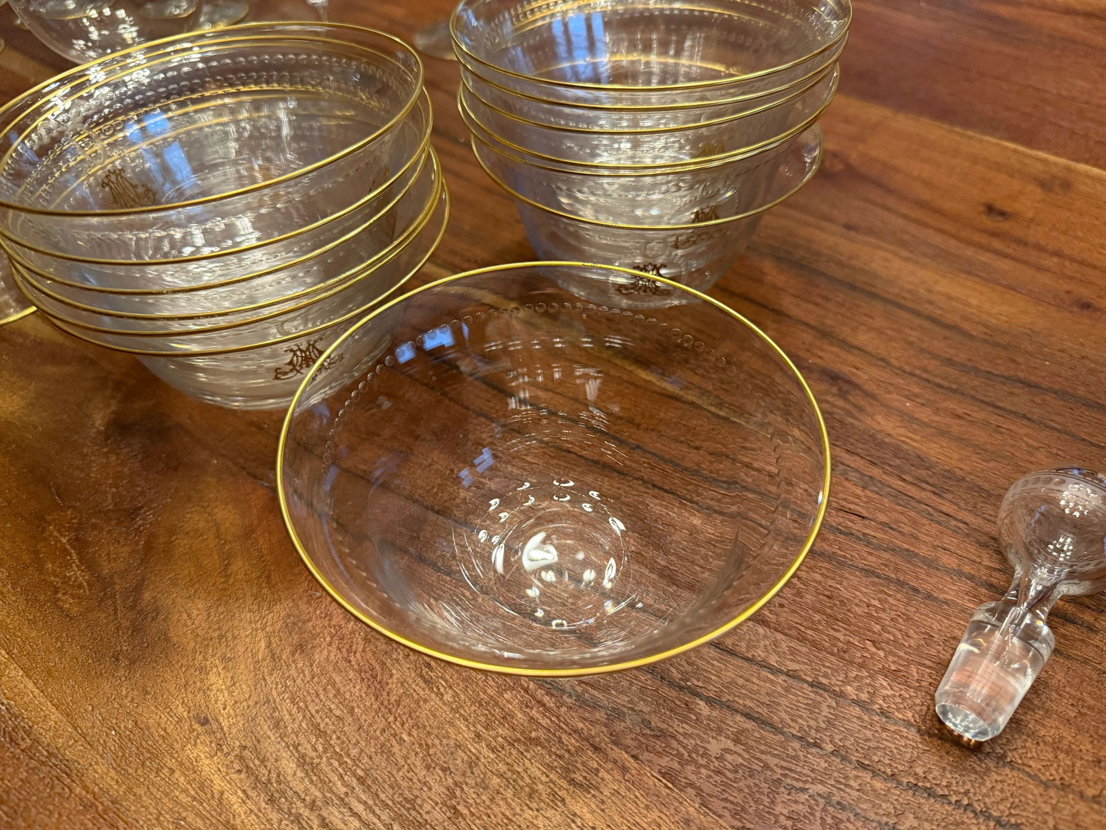 101 Pc, Belle Époque Gilt-Monogrammed Crystal Service, in the Manner of Baccarat - 11