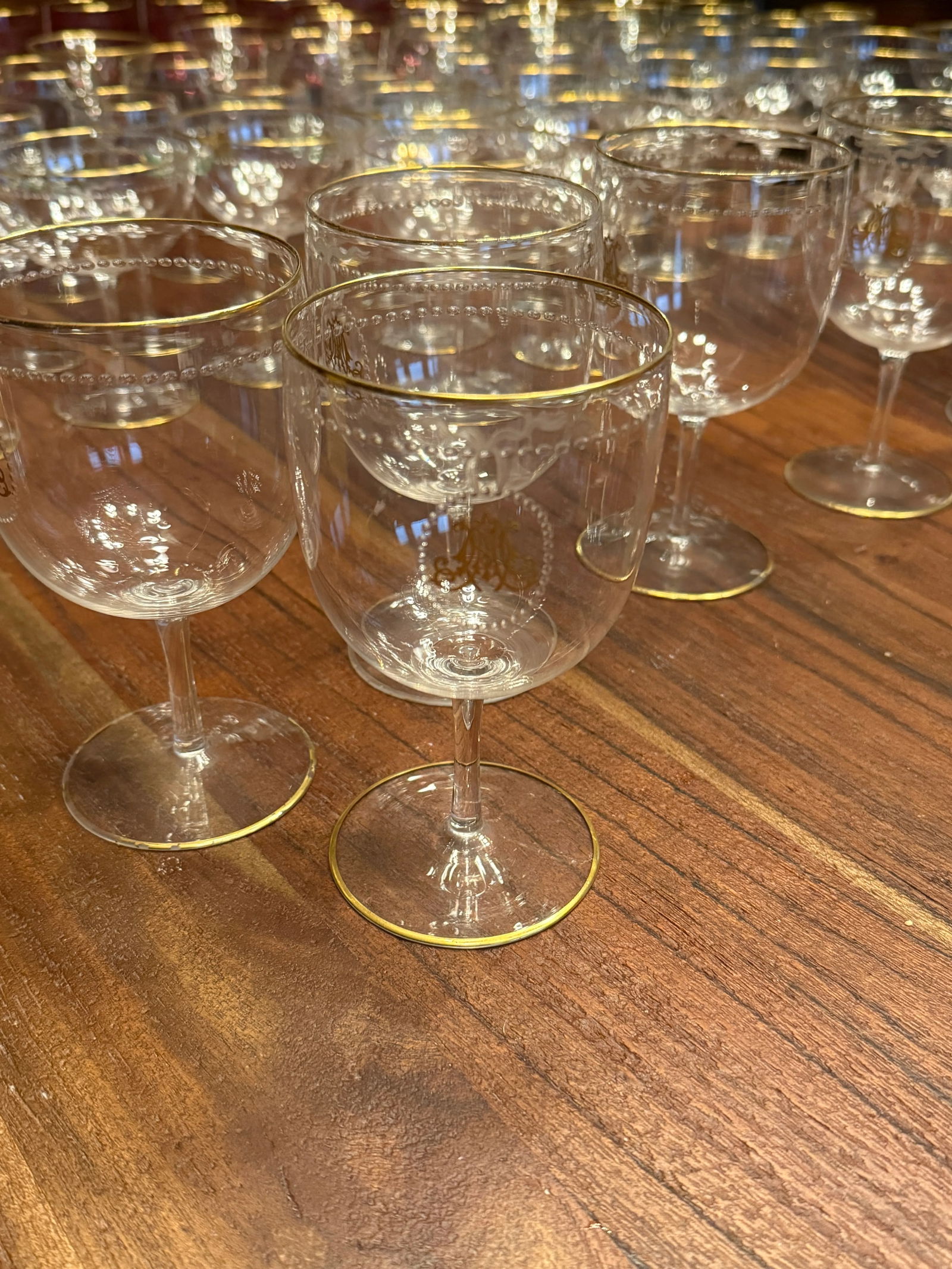 101 Pc, Belle Époque Gilt-Monogrammed Crystal Service, in the Manner of Baccarat - 12