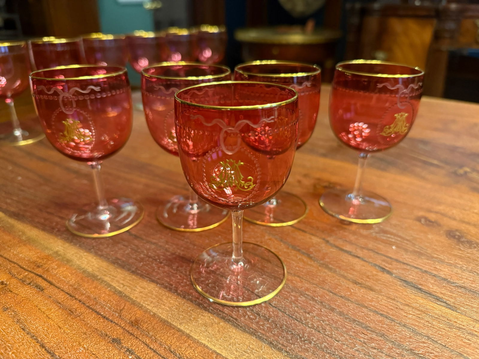 101 Pc, Belle Époque Gilt-Monogrammed Crystal Service, in the Manner of Baccarat - 13