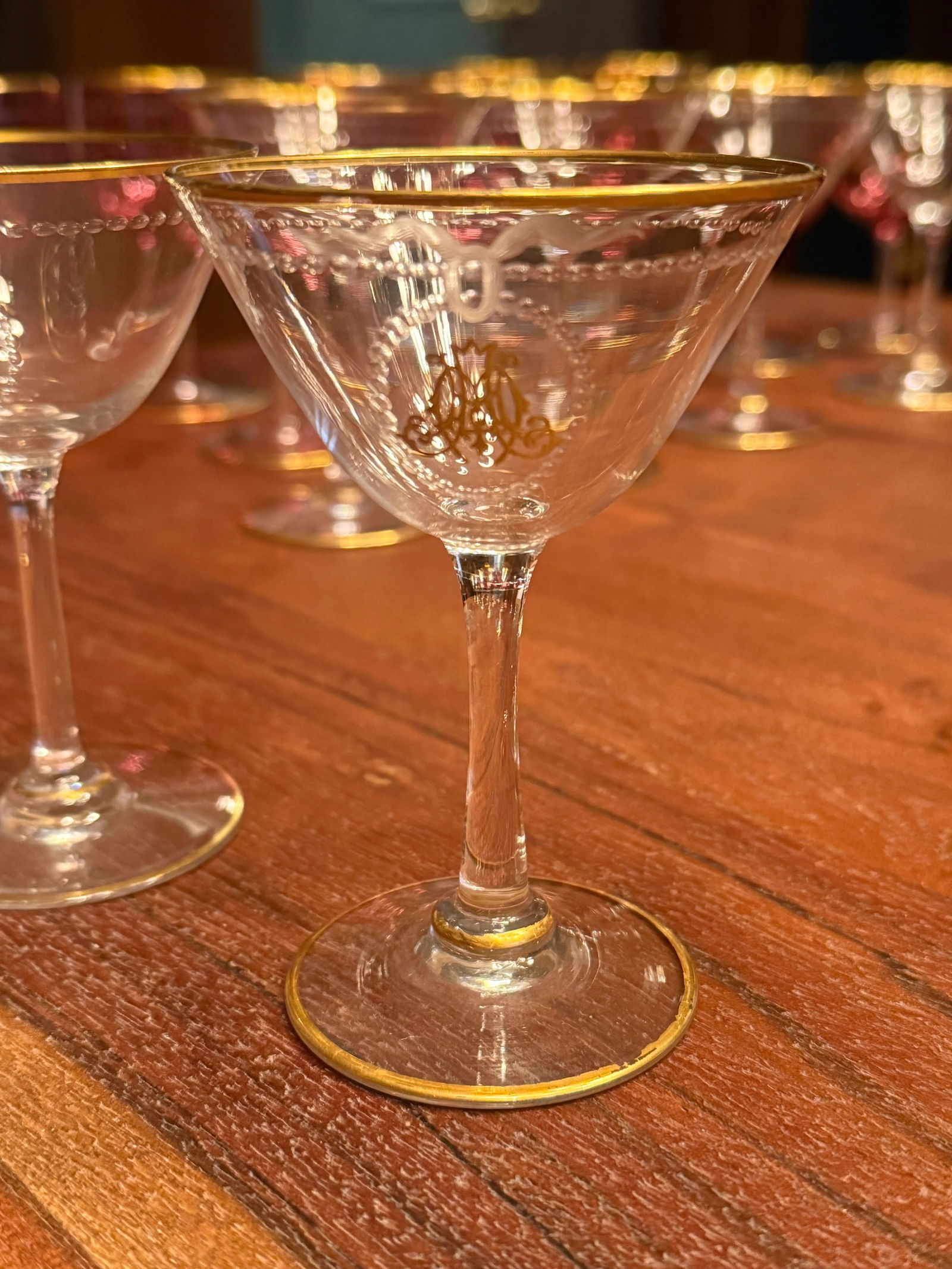 101 Pc, Belle Époque Gilt-Monogrammed Crystal Service, in the Manner of Baccarat - 15