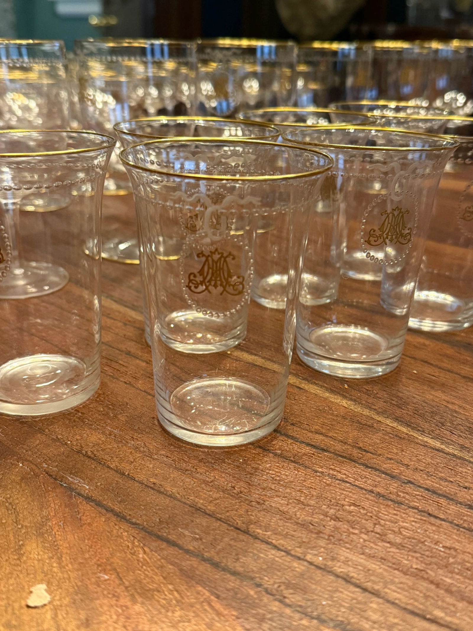 101 Pc, Belle Époque Gilt-Monogrammed Crystal Service, in the Manner of Baccarat - 6