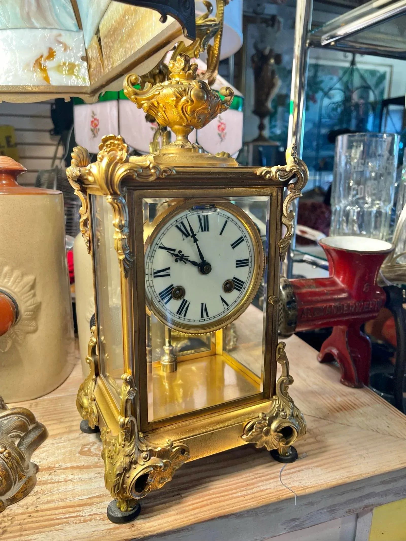 Vintage Ansonia Brass Mantle Clock - 2