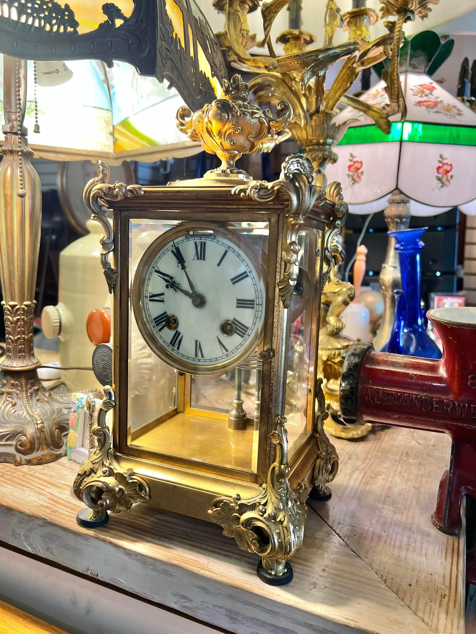 Vintage Ansonia Brass Mantle Clock - 3