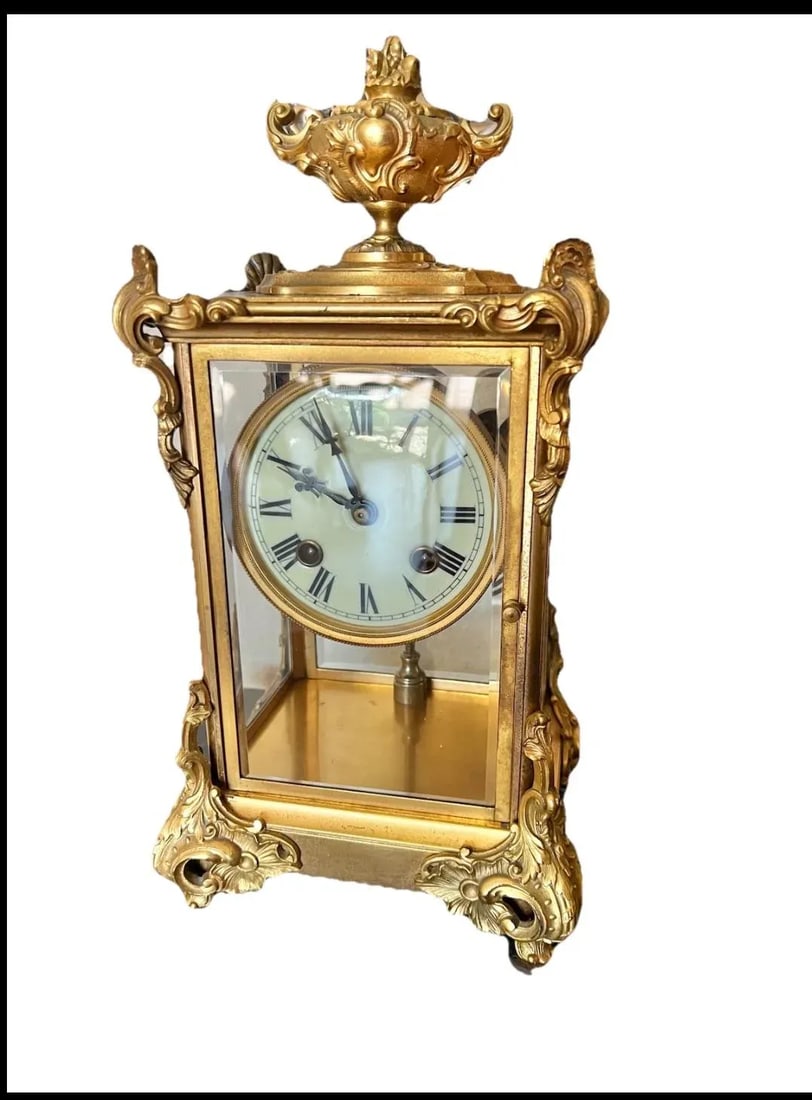 Vintage Ansonia Brass Mantle Clock - 6
