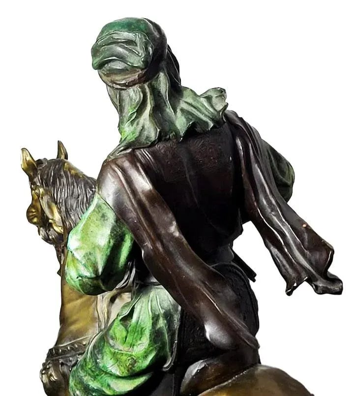 Arab Huntsman on Horse Bronze Sculpture by Antoine-Louis Barye - Signed - 4