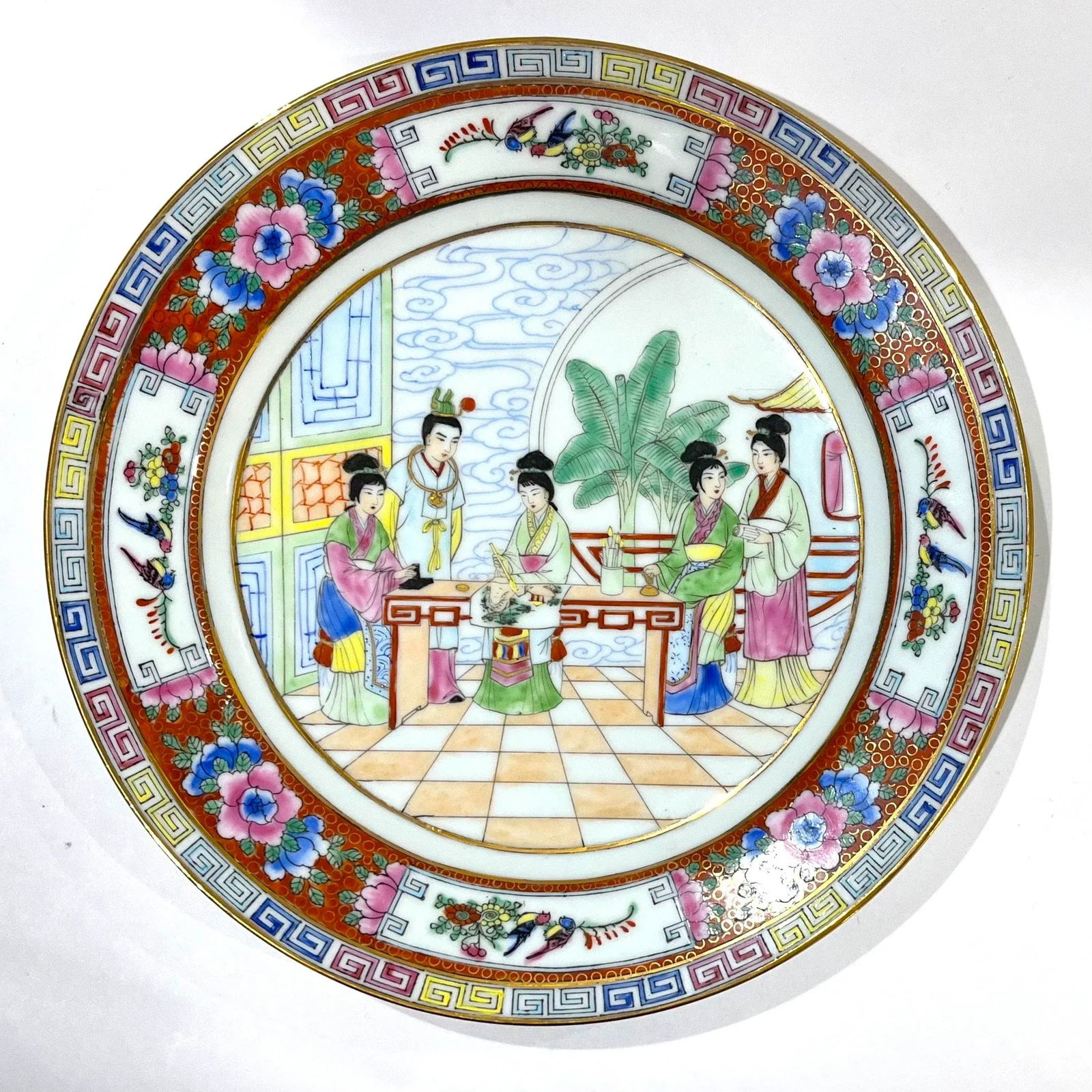 Vintage Famille Rose Mandarin Chinoiserie Porcelain Dinnerware Service for 12 - Set of 82 pcs - 5