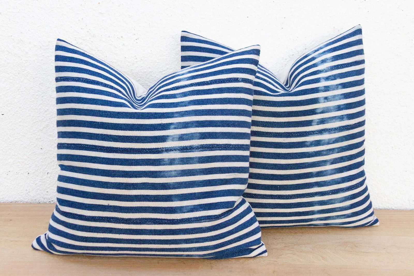 Coastal Stripe, Pair of Vintage Indigo Striped Pillows - 3
