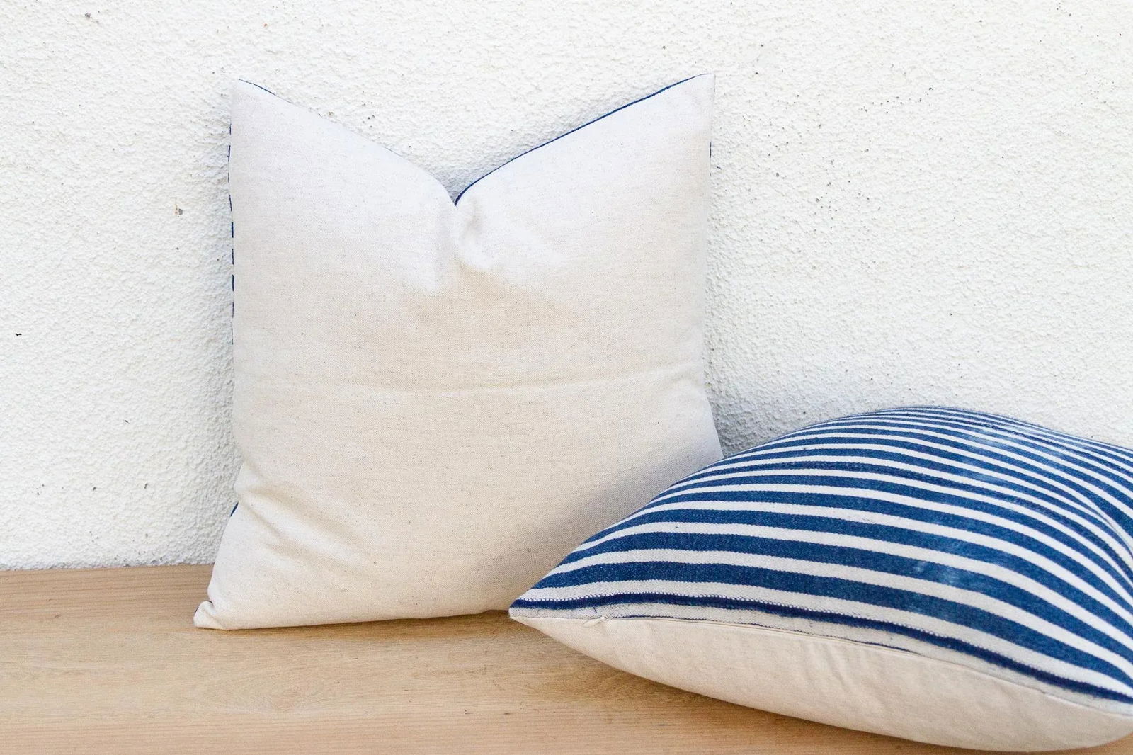 Coastal Stripe, Pair of Vintage Indigo Striped Pillows - 5