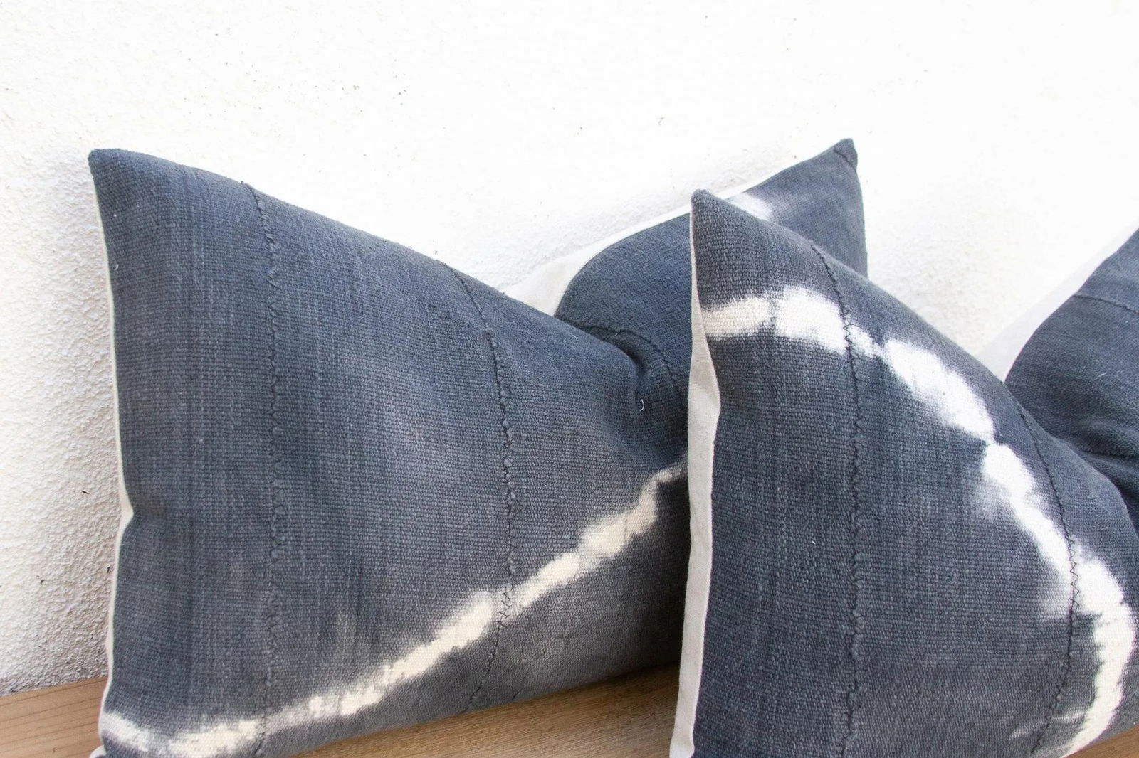 Shibori Cloud, Vintage Stone Indigo Lumbar Pillows - 6