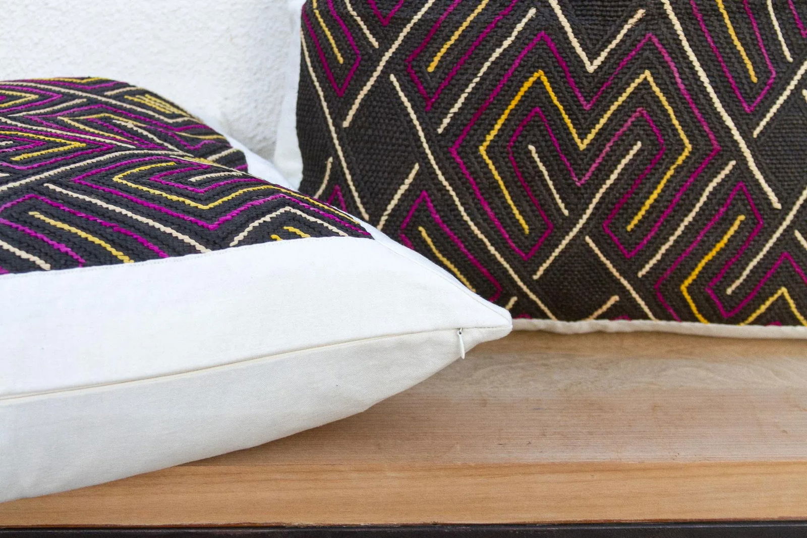 Ancestral Maze, Pair of Large African Kuba Cloth Pillows - 6