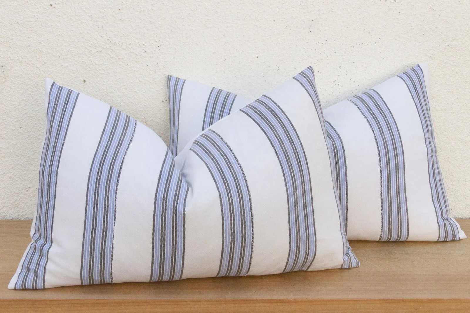 Vintage French Farmhouse Stripe Lumbar Pillows, a Pair - 3