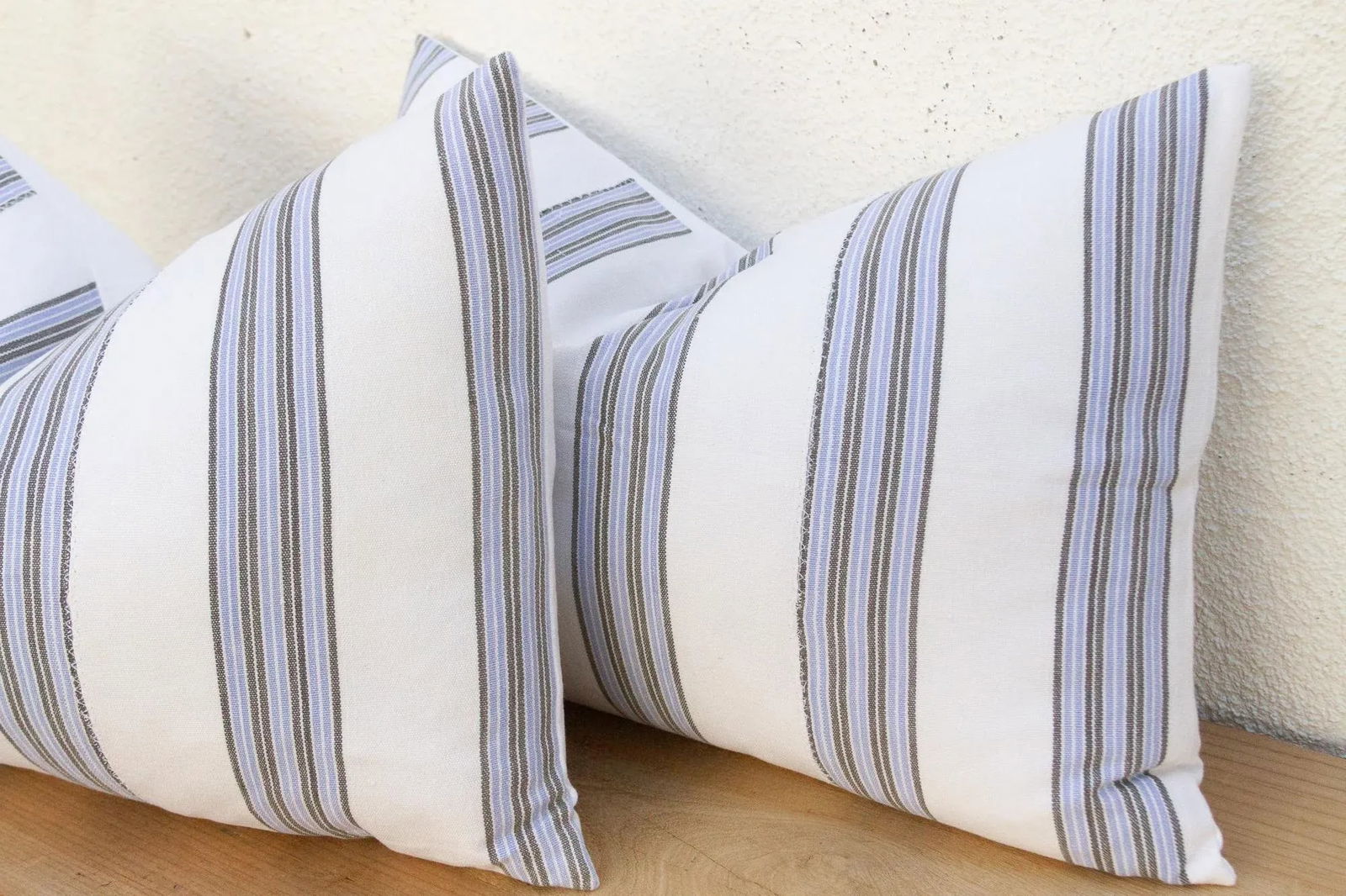 Vintage French Farmhouse Stripe Lumbar Pillows, a Pair - 6