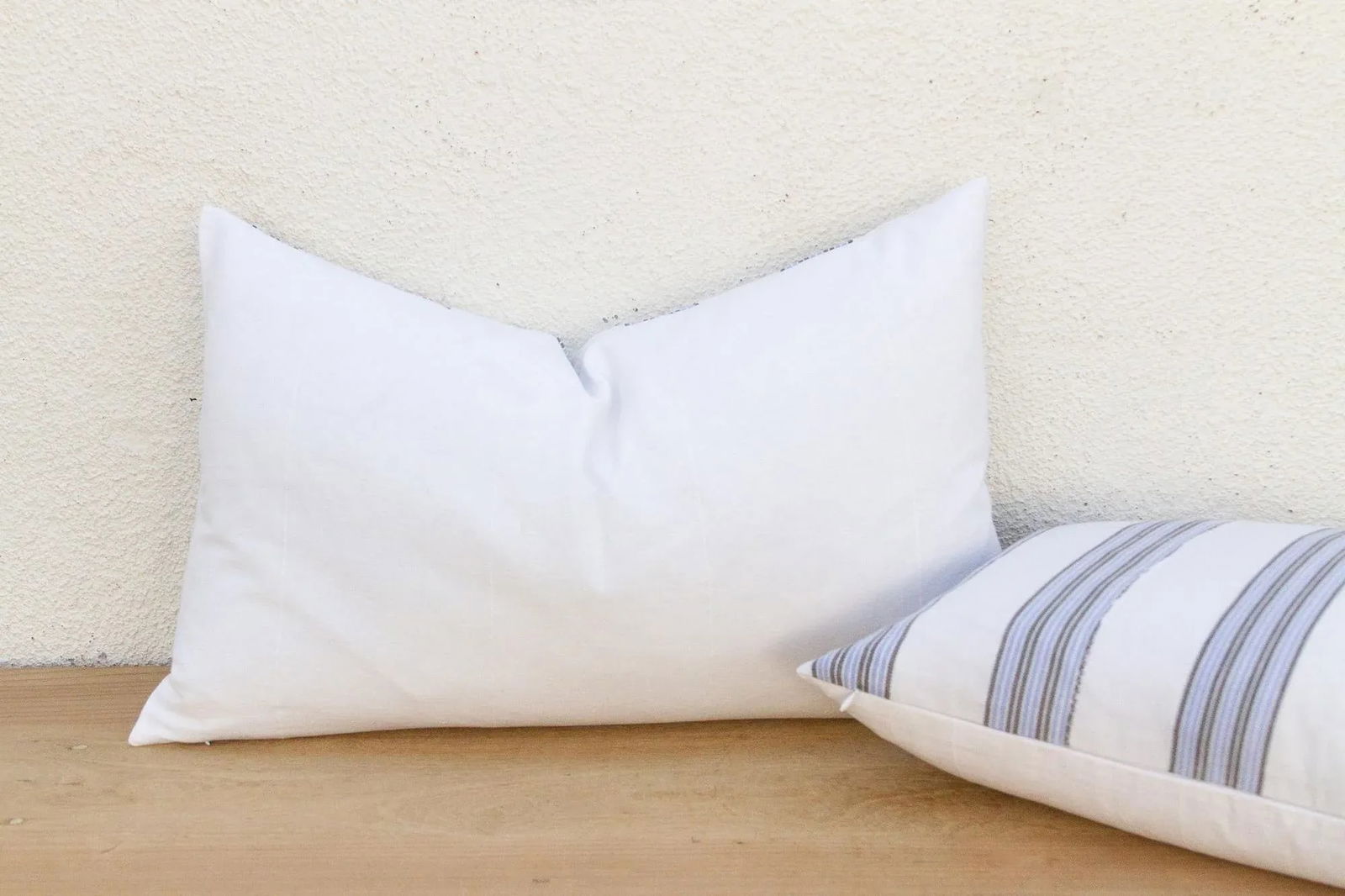 Vintage French Farmhouse Stripe Lumbar Pillows, a Pair - 8