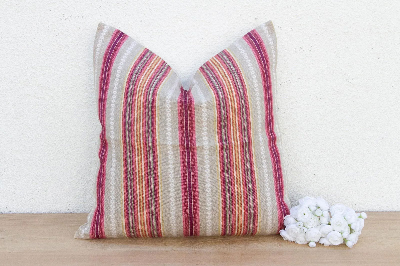 Andean Weave, Large Multi-Stripe Frazada Pillow - 8