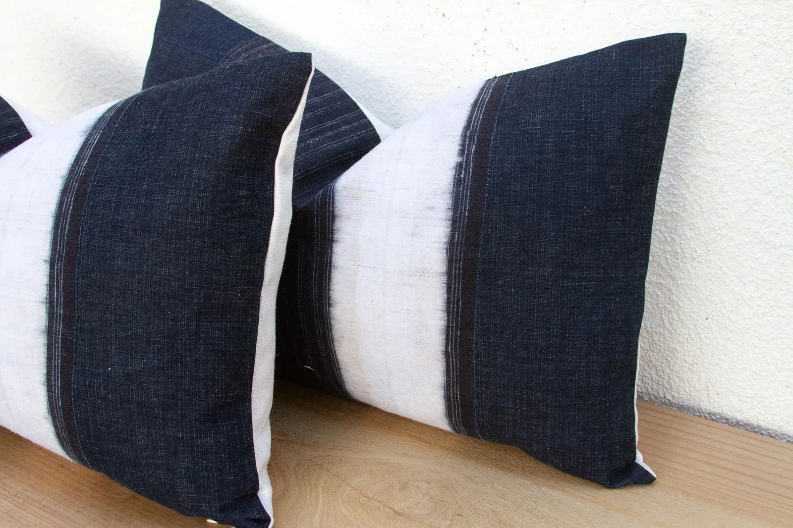 Indigo & White Vintage Hmong Lumbar Pillows, Pair - 6