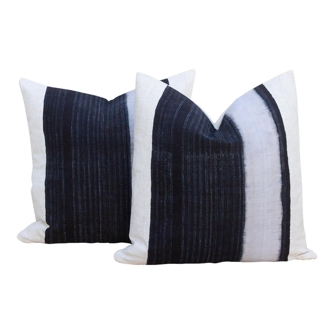 Hmong Mountain Handwoven Pillows, Set of 2: This striking pair of decorative pillows captures the clean, graphic aesthetic of traditional hill tribe artistry. Each 20-inch square pillow is crafted from genuine vintage Hmong textile, a hand-wove