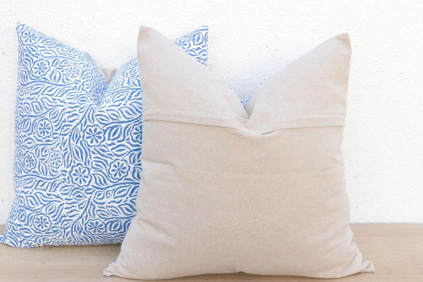 Jodhpur Garden, Blue & White Floral Block Print Pillows, Pair - 7