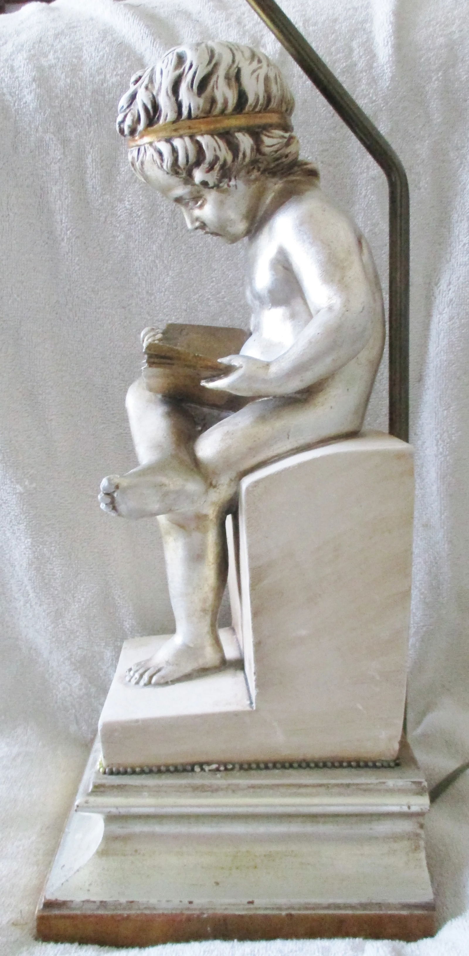 1940s Child Reading and Child Writing Marble Lamps After Charles-Gabriel Sauva - a Pair - 11