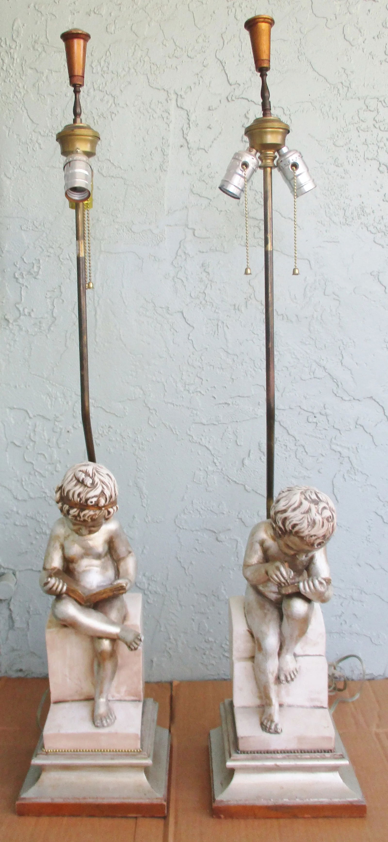 1940s Child Reading and Child Writing Marble Lamps After Charles-Gabriel Sauva - a Pair - 13